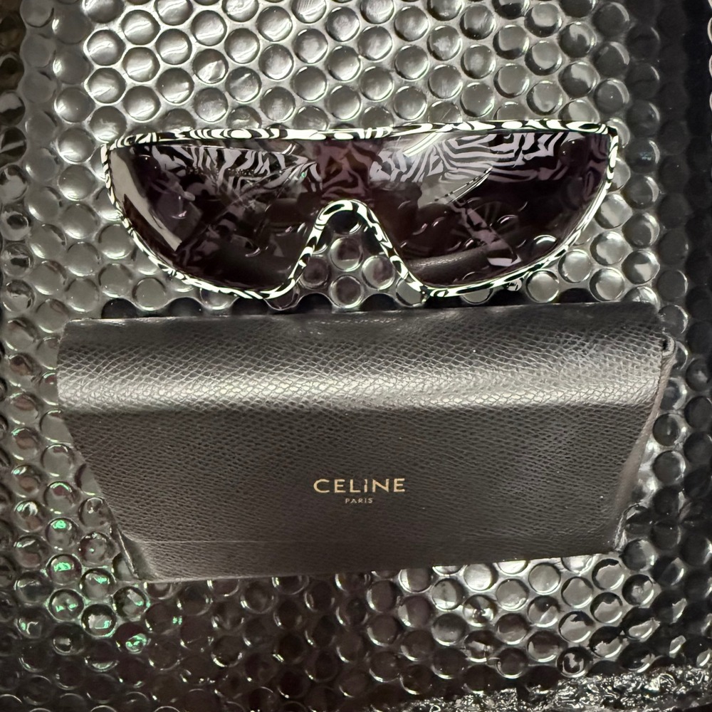 Celine Paris Zebra Print Sunglasses Shield‎ Visor Designer Italy Frames